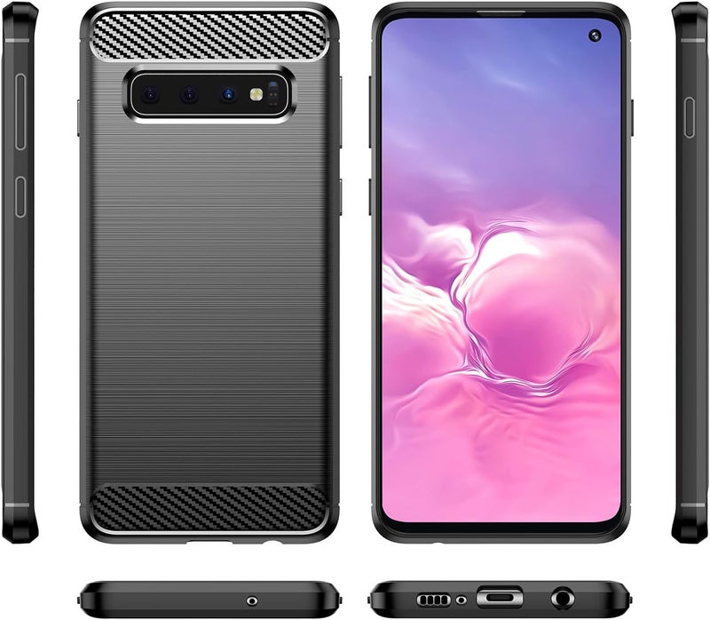 Aikcks for Samsung Galaxy S10 Phone case, Shockproof, Scratch Resistant Carbon Fiber Jacket, Soft TPU, for Galaxy S10 case (Black,) - Image 2